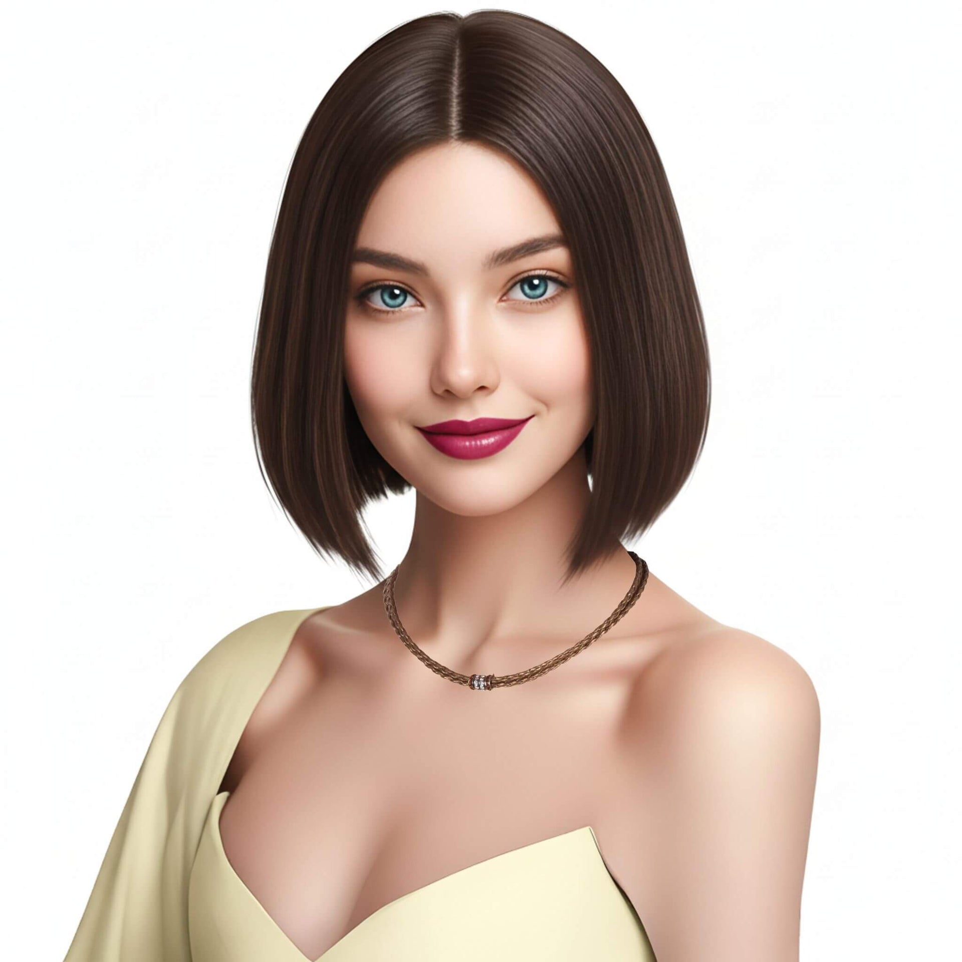 Collar gargantilla de cuero sintético trenzado dorado y rondelles