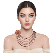 Collar de cuarzo fumé y cristal de 6 vueltas