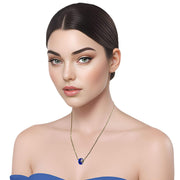 Collar de hematite y central de cristal de murano azul