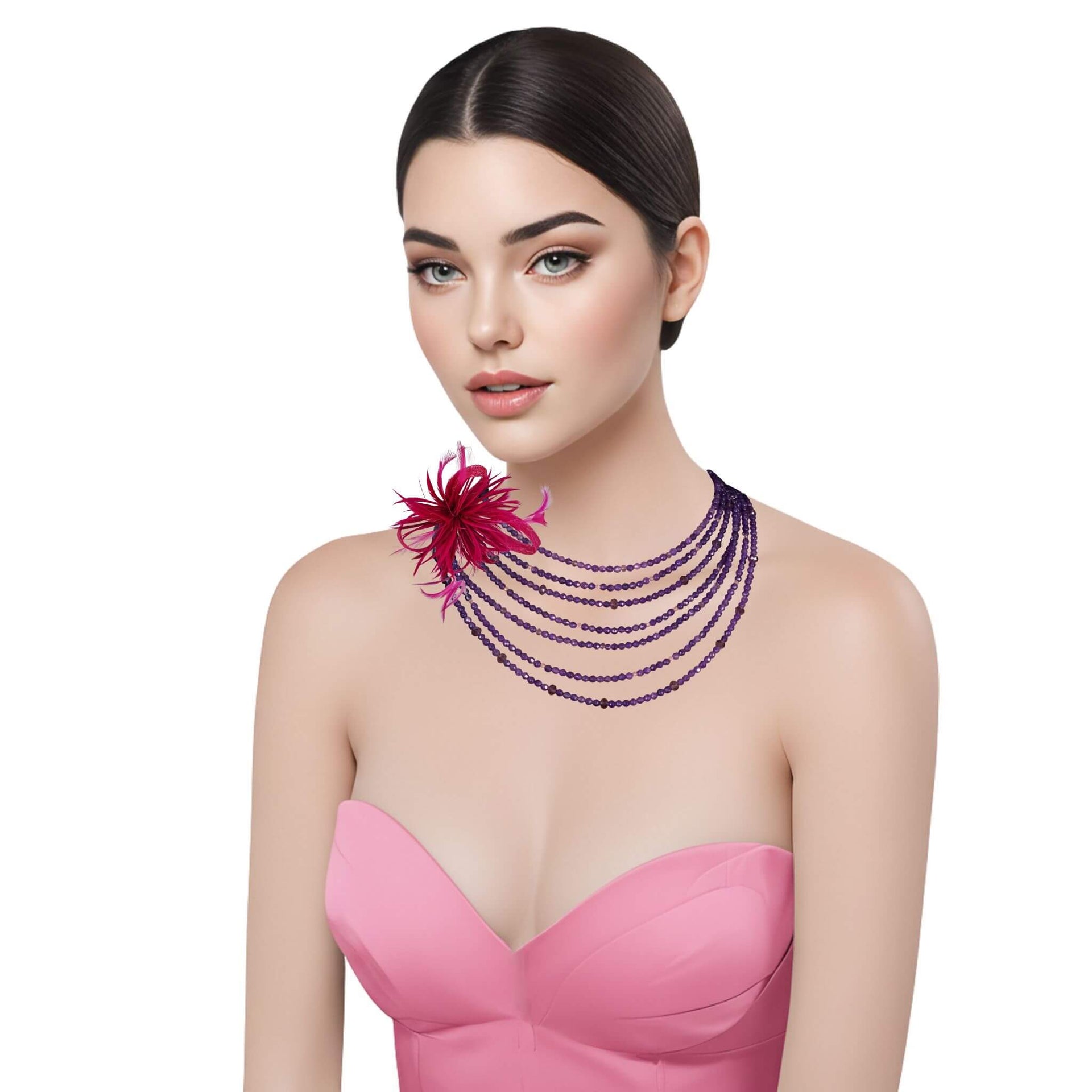 Collar de ágata morada de 7 vueltas