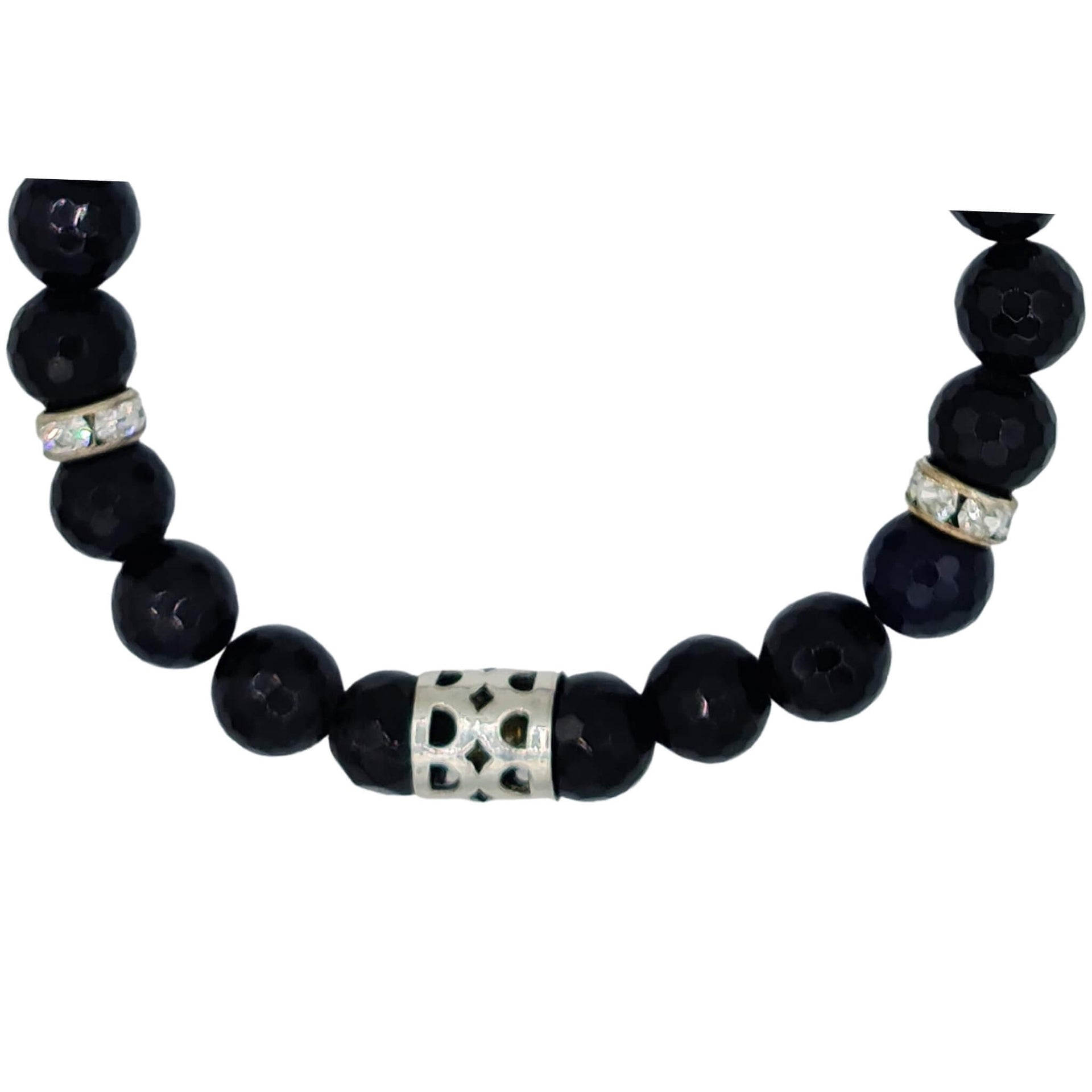 Escondenudos de plata calada de pulsera de ónix facetado