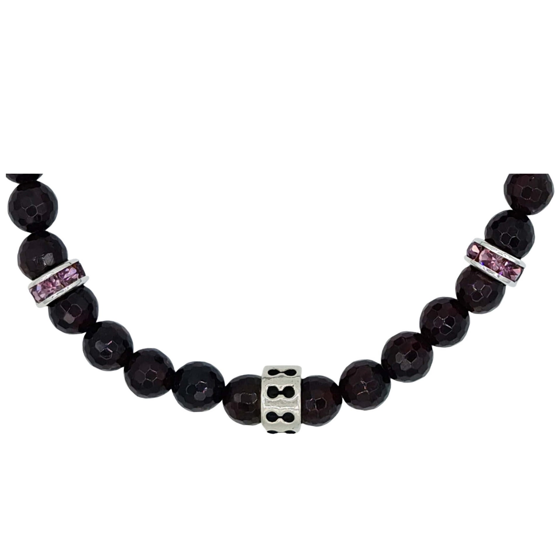 Escondenudos de plata de pulsera de granate facetado