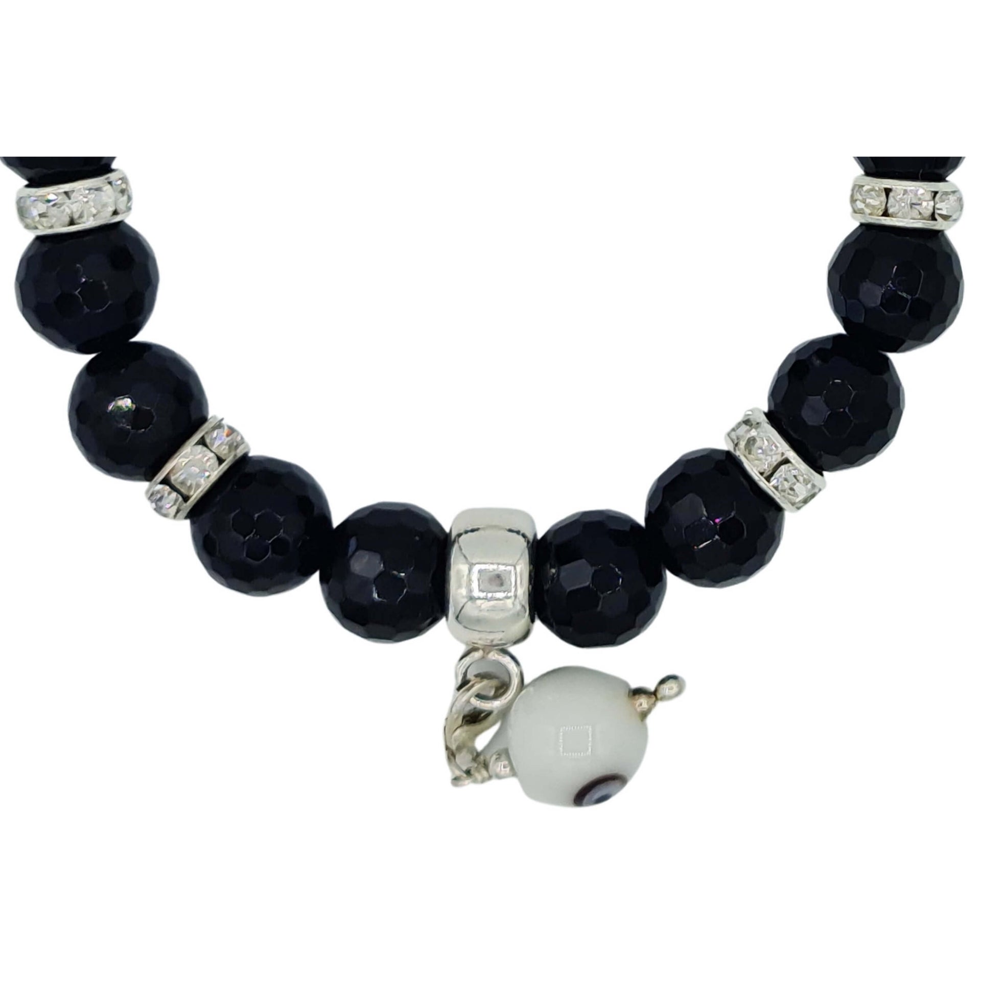 Charm colgante de pulsera de onix facetado negro