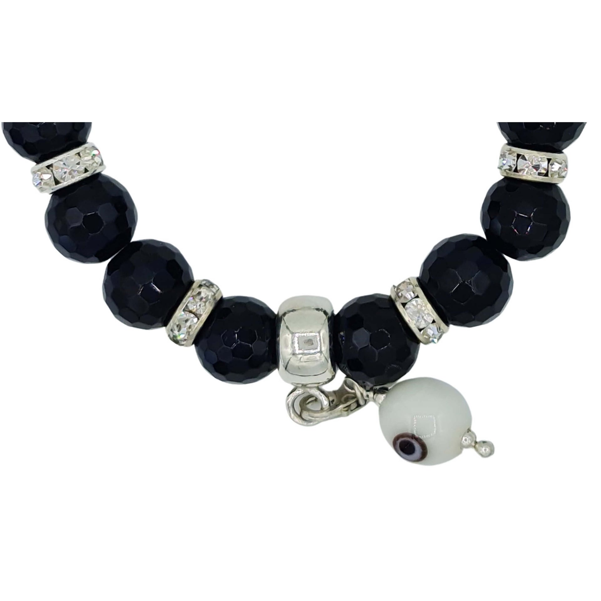 Charm colgante de pulsera de onix facetado negro