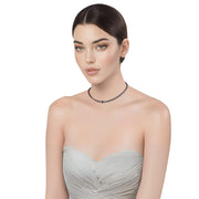 Collar gargantilla de cuero sintético trenzado gris y rondelles de strass