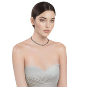 Collar gargantilla de cuero sintético trenzado gris y rondelles de strass