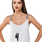 Collar cuerno de vaca y borla de flecos colgante
