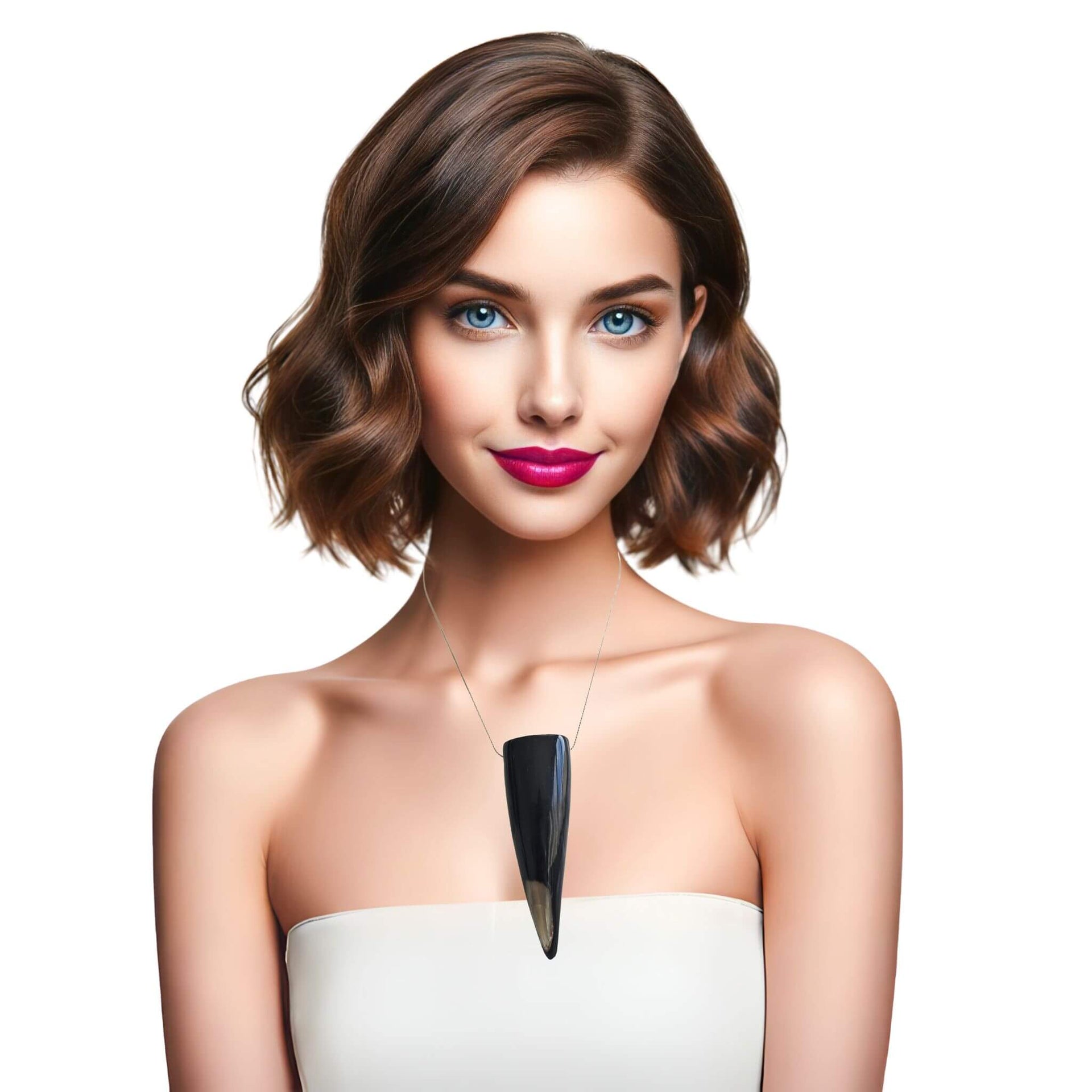 Collar colgante con cuerno natural de vaca marrón oscuro