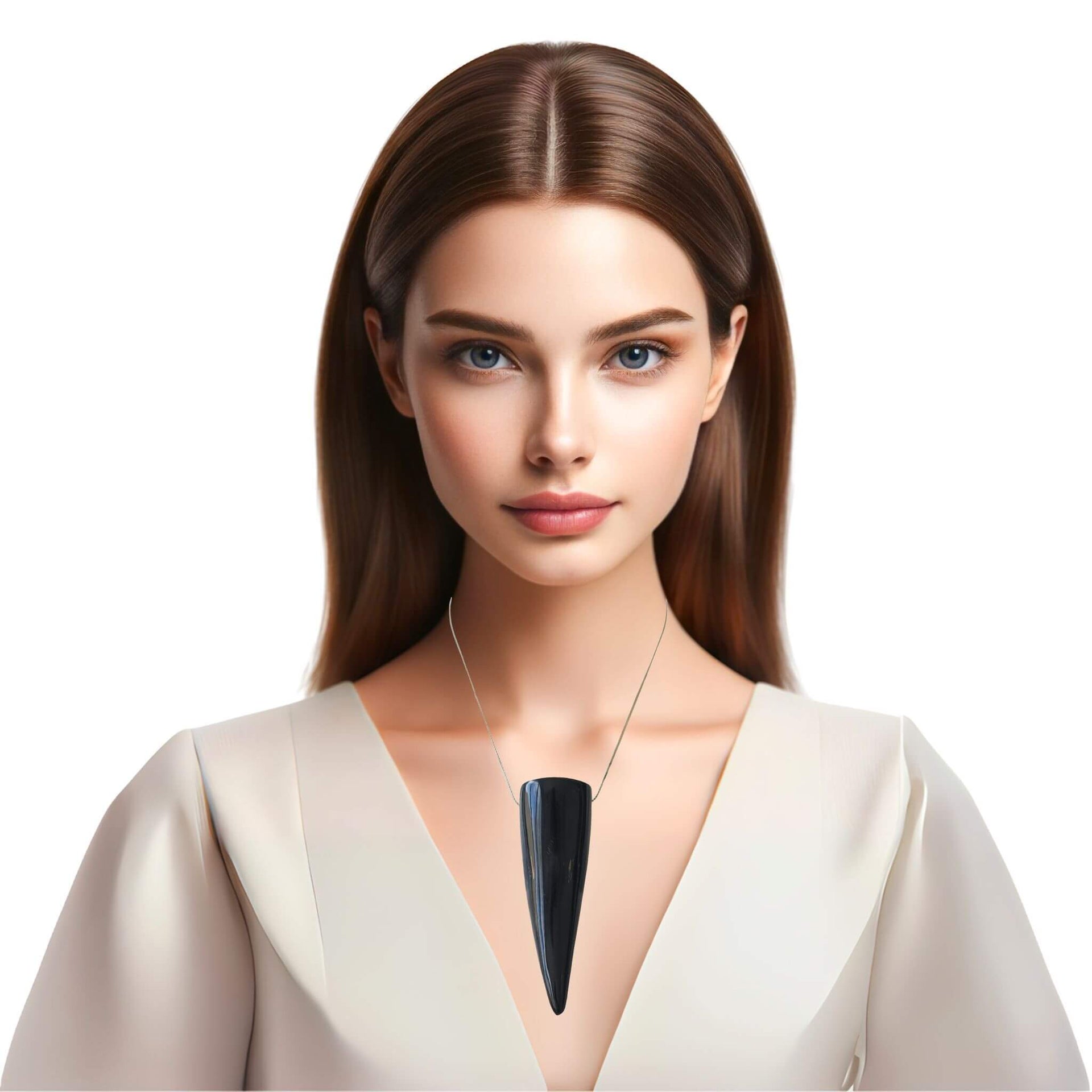 Collar colgante con cuerno natural de vaca marrón oscuro