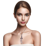 Collar cuerno de pitón beige y cadena de hematite