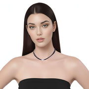 Collar gargantilla de cuero negro y brillantes de cristal blancos
