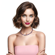 Collar gargantilla de cuero morado y brillantes de cristal morado