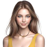 Collar gargantilla de cuero marrón y tubo dorado