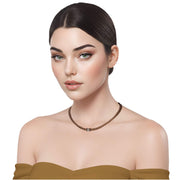 Collar gargantilla de cuero sintético trenzado dorado y rondelles