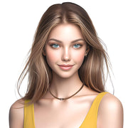 Collar gargantilla de cuero sintético trenzado dorado y rondelles