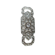Broche alargado rectangular plateado con brillantes blancos 