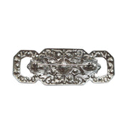 Broche alargado rectangular plateado con brillantes blancos 