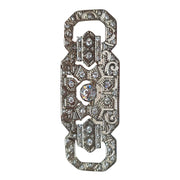 Broche alargado rectangular plateado con brillantes blancos 