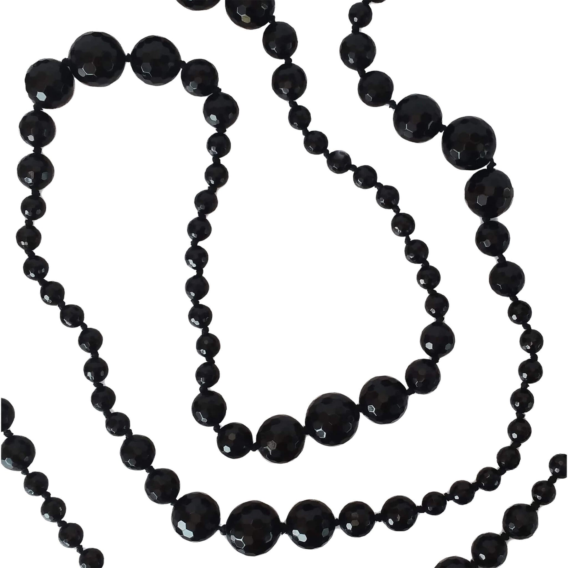 Collar largo de ágata negra facetada de 160 cm