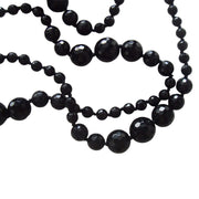 Collar largo de ágata negra facetada de 160 cm