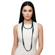 Collar largo de ágata negra facetada de 160 cm