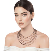 Collar de cuarzo fumé y cristal de 6 vueltas