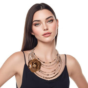 Collar de cuarzo fumé y cristal de 6 vueltas