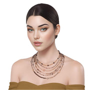 Collar de cuarzo fumé y cristal de 6 vueltas