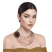 Collar de cuarzo fumé y cristal de 6 vueltas