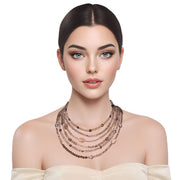 Collar de cuarzo fumé y cristal de 6 vueltas