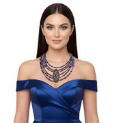 Collar de aventurina facetada y cristal azul