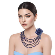 Collar de aventurina facetada y cristal azul