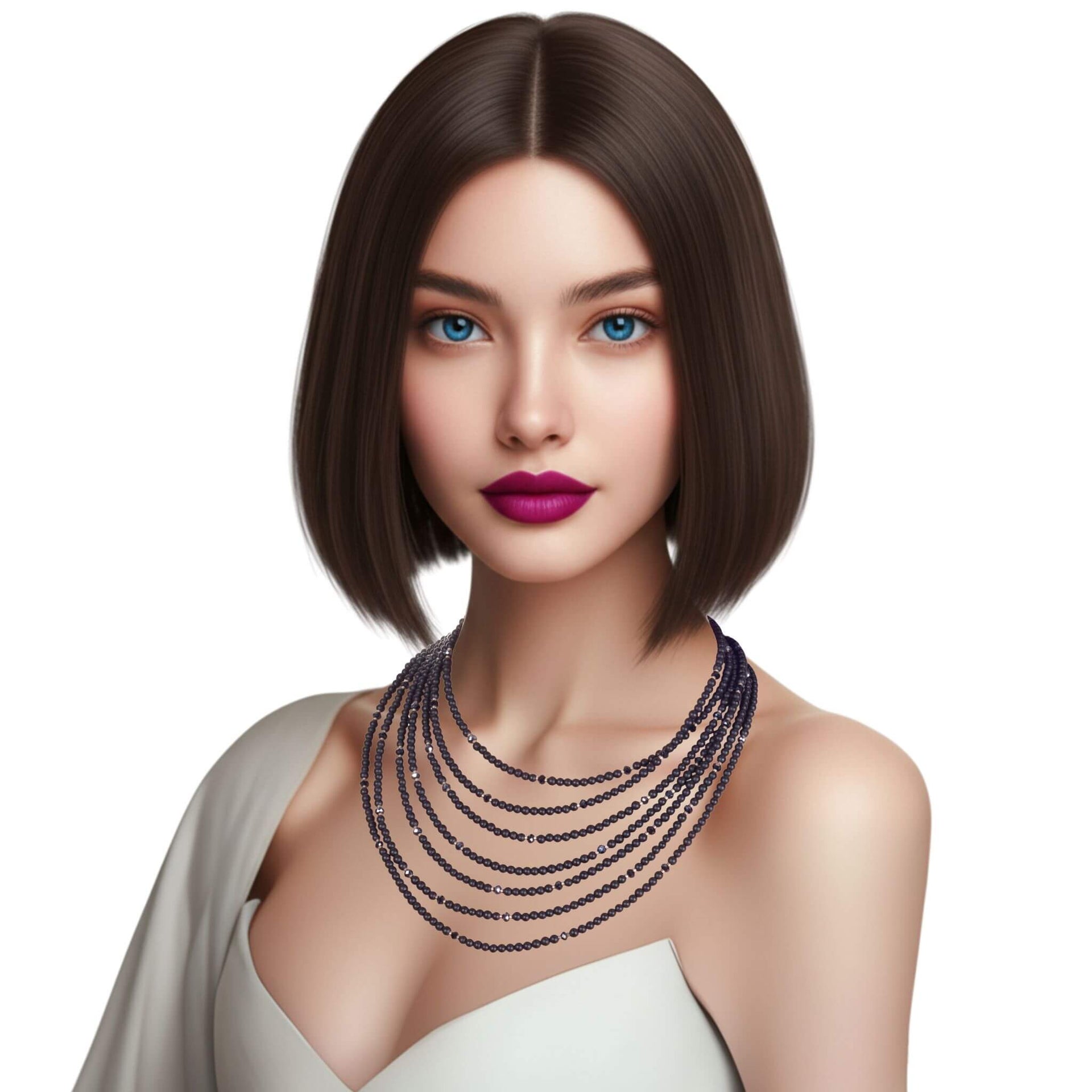 Collar de onix mate liso de 7 vueltas