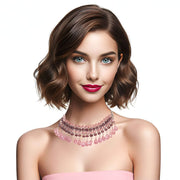 Collar de cristal de lágrimas rosas colgantes