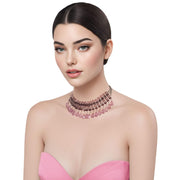 Collar de cristal de lágrimas rosas colgantes