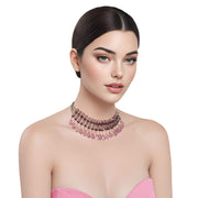 Collar de cristal de lágrimas rosas colgantes