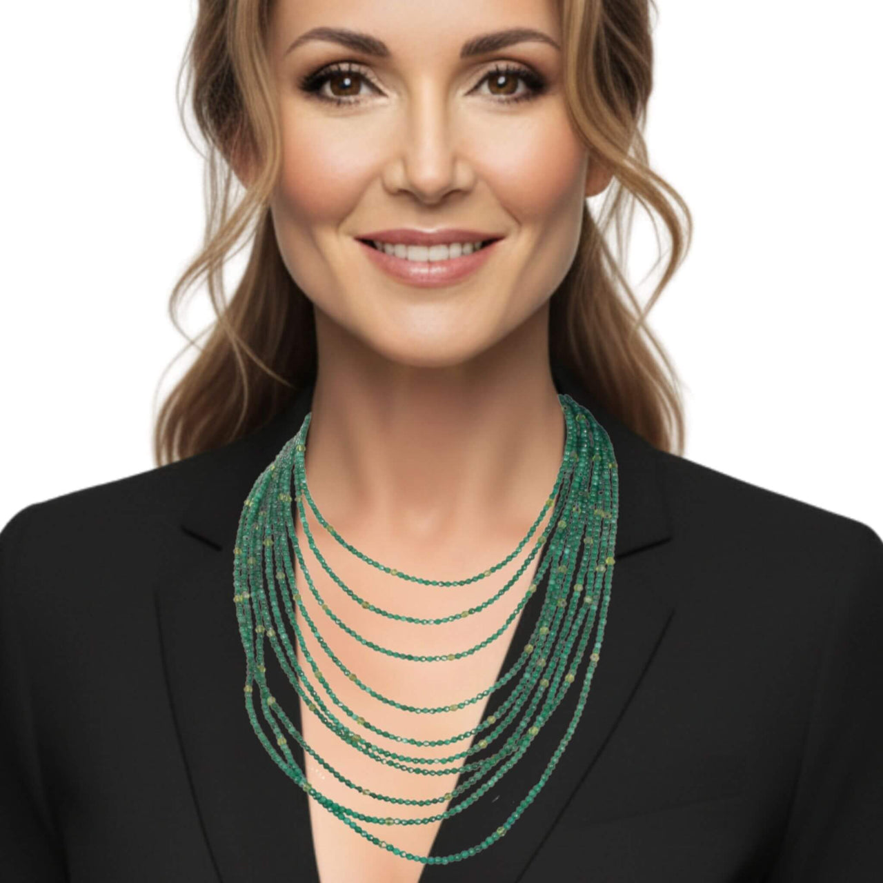 Collar de jade verde de 10 vueltas