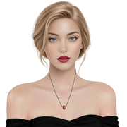 Collar de hematite negro y pieza central de cristal de murano rojo