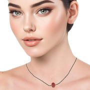 Collar de hematite negro y pieza central de cristal de murano rojo