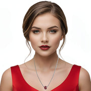 Collar de hematite plata y pieza central de cristal de murano rojo