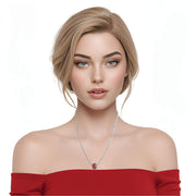 Collar de hematite plata y pieza central de cristal de murano rojo