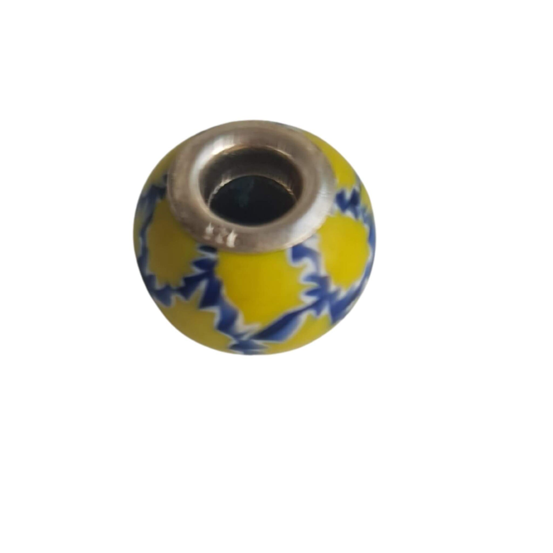 Collar colgante de plata de ley con cristal de murano amarillo