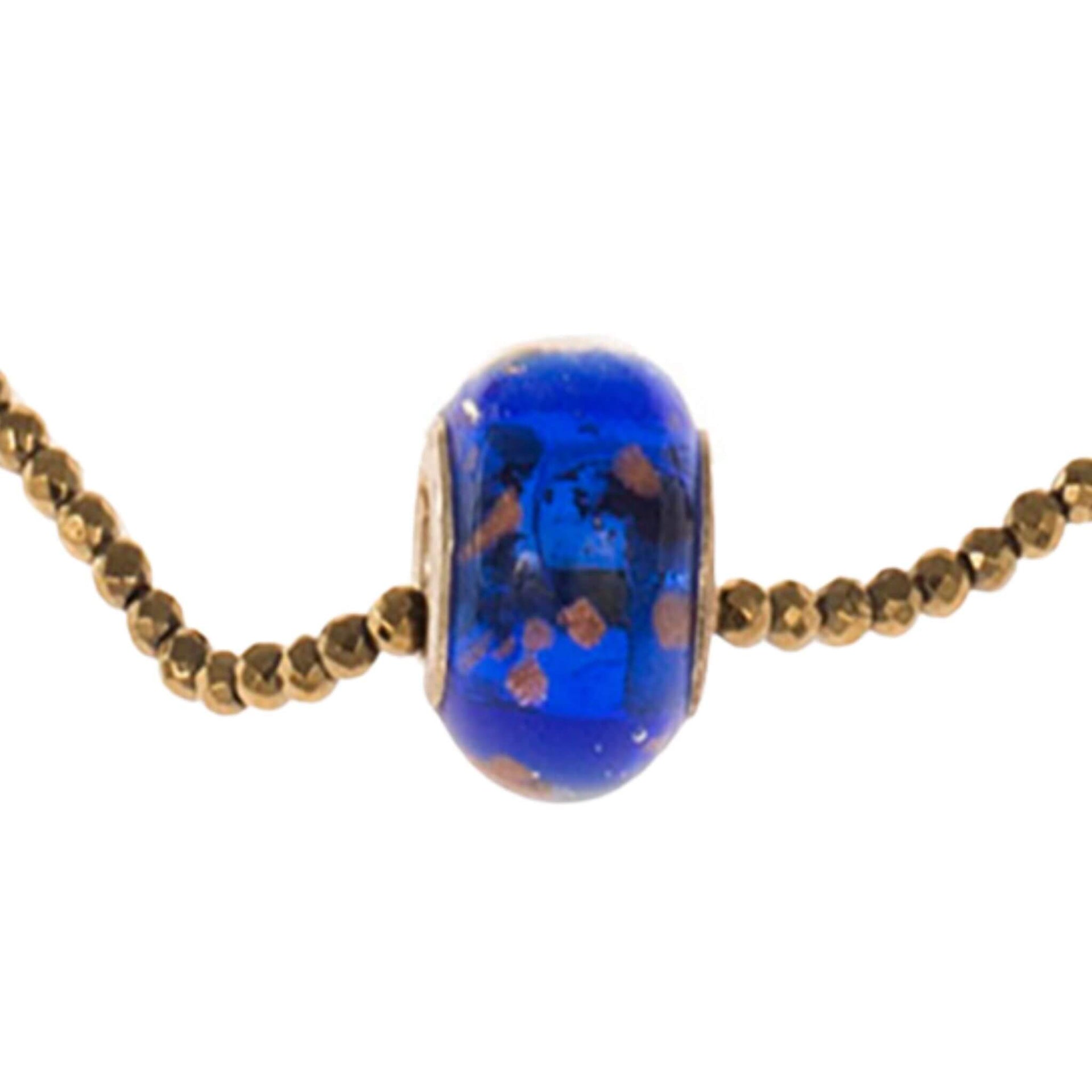 Collar de hematite y central de cristal de murano azul