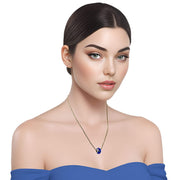 Collar de hematite y central de cristal de murano azul