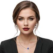 Collar de hematite y central de cristal de murano azul