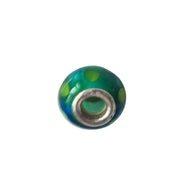 Collar charm colgante de plata de ley con cristal de murano verde con puntitos