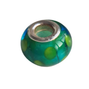 Collar charm colgante de plata de ley con cristal de murano verde con puntitos