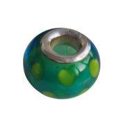 Collar charm colgante de plata de ley con cristal de murano verde con puntitos