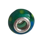 Collar charm colgante de plata de ley con cristal de murano verde con puntitos