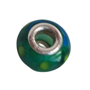 Collar charm colgante de plata de ley con cristal de murano verde con puntitos